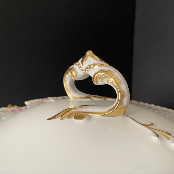 Pink Roses Floral & Gold Tureen - Elite Limoges - Picture 5 of 15